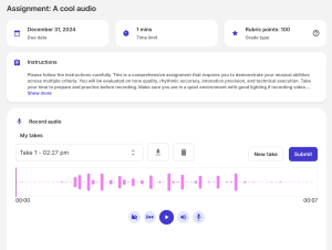Audio-only assignment in MakeMusic Cloud.